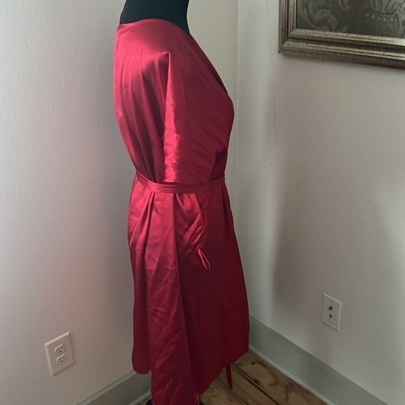 George Red Satin kimono style wrap around women’s robe Sz 3X - Picture 5 of 6